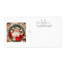 Etiqueta de Devolução do Vintage Santa Claus Monog