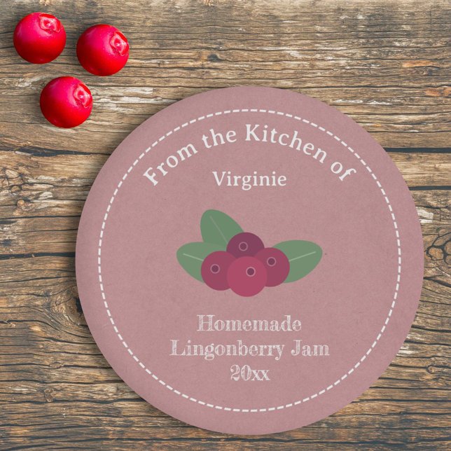 Etiqueta de Emperramento de Lingonberry Kraft & Ru (Kraft & Rustic Lingonberry Jam Label Sticker)