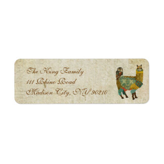 Etiqueta de Endereço Alpaca & Teal Owl Dourado