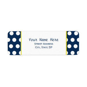 Etiqueta de Endereço Azul e Amarelo com Bolinhas