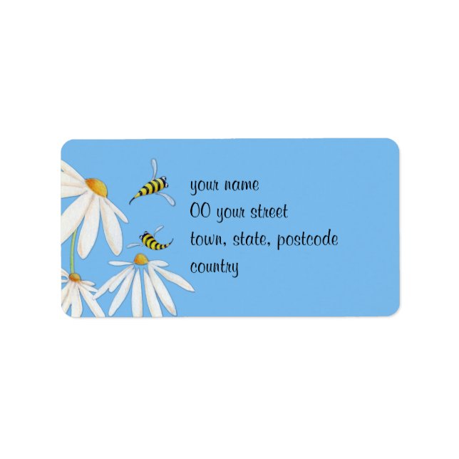 Etiqueta de Endereço Bee Happy Daisies (Frente)