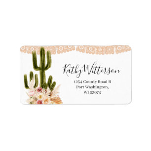 Etiqueta de endereço Boho Cactus Taco sobre Chá am