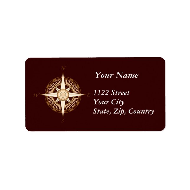 Etiqueta de Endereço Castanho de Chocolate Compass (Frente)
