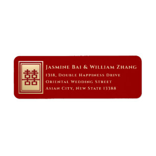 Etiqueta de endereço chinesa do casamento da