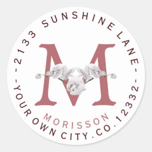 Etiqueta de Endereço Circular das Flores Orquídeas