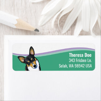 Etiqueta de Endereço com Onda de Cachorro Corgi