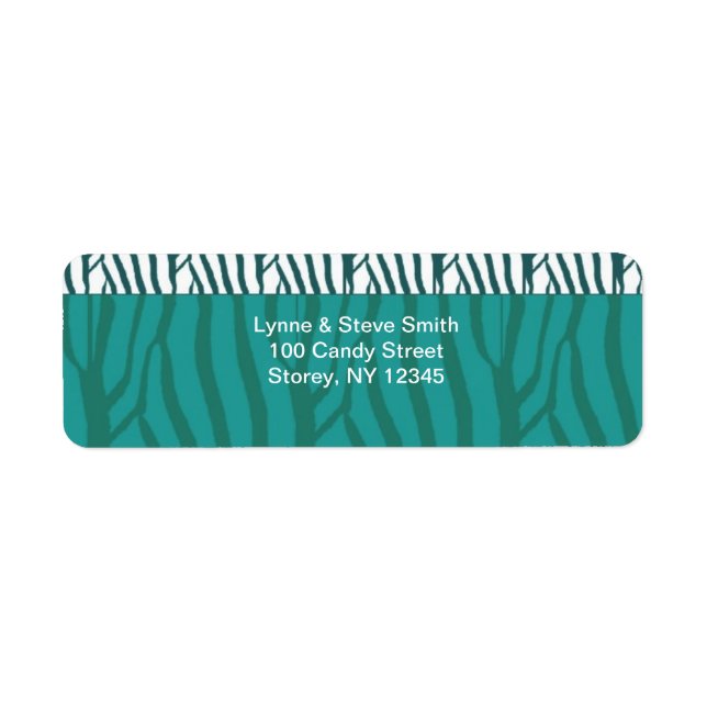Etiqueta de Endereço com Padrão de Zebra Verde-águ (Frente)