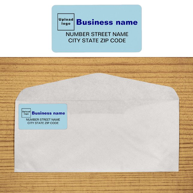 Etiqueta de Endereço Comercial Azul Claro (Light blue business address label on envelope)