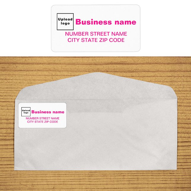 Etiqueta de Endereço Comercial de Textos Rosa (Business address label in pink text)