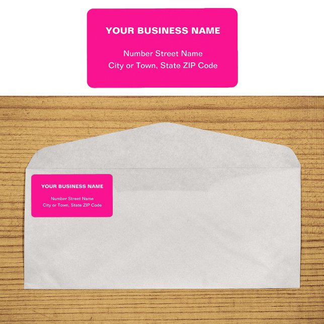 Etiqueta de Endereço Comercial Rosa para Textos Si (Plain text pink business address label on envelope)