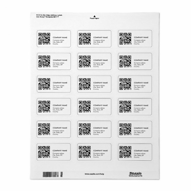 Etiqueta de endereço comercial simples código qr p (Toda a folha)