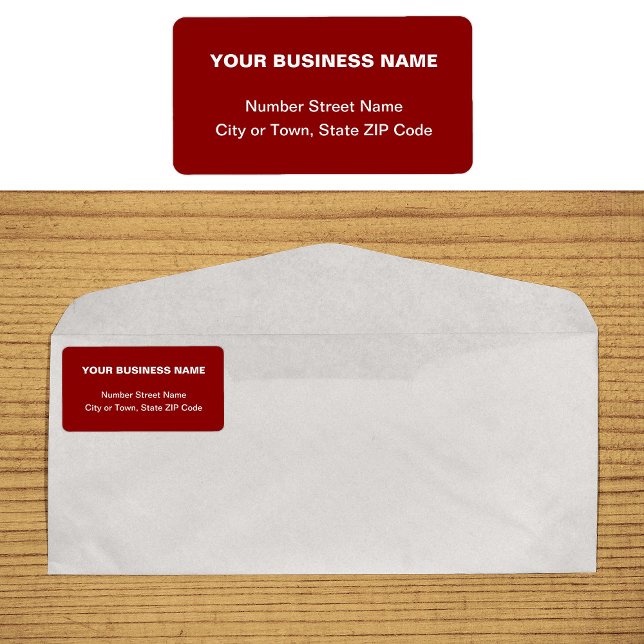 Etiqueta de Endereço Comercial Vermelho de Textos  (Plain text red business address label on envelope)