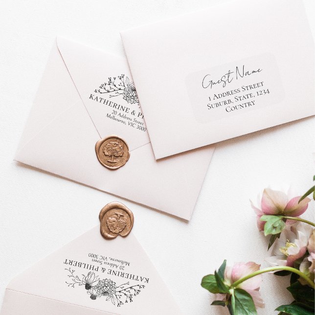 Etiqueta de Endereço Convidado para Casamento Pers (Customisable Wedding Guest Name and Address Sticker)