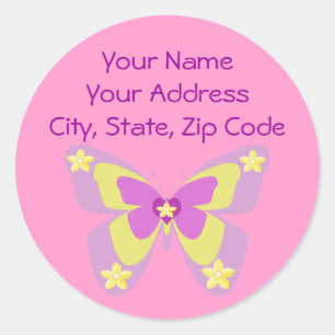 Etiqueta de endereço cor-de-rosa & amarela da