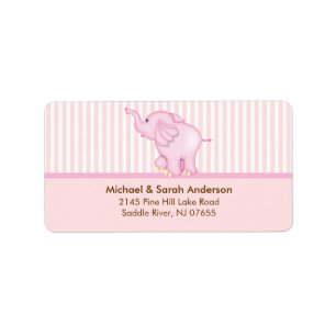 Etiqueta de endereço cor-de-rosa doce do elefante