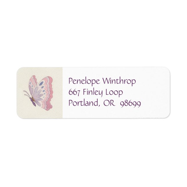 etiqueta de endereço da borboleta Rosa de lavanda (Frente)