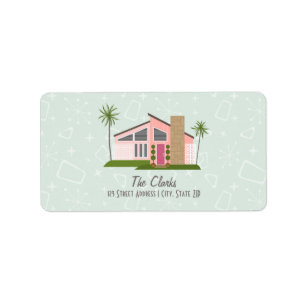 Etiqueta de Endereço da Casa Retro-Rosa do Sécul