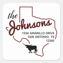 Etiqueta de Endereço da Família Maroon Texas Longh