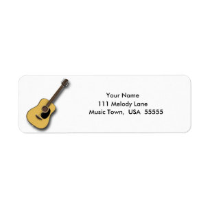 Etiqueta de endereço da guitarra acústica