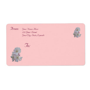 Etiqueta de endereço das flores de cerejeira