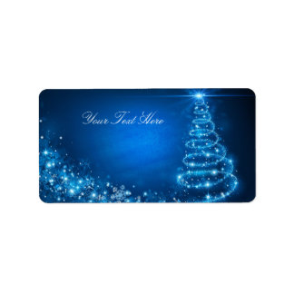Etiqueta de Endereço de Árvore de Natal Blue Spark