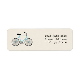 Etiqueta de Endereço de Bicicleta Azul Claro