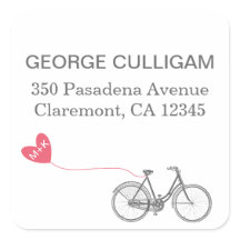 Etiqueta de endereço de bicicleta e coração - post