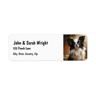Etiqueta de Endereço de Cão de Papillon de Cubo Pe