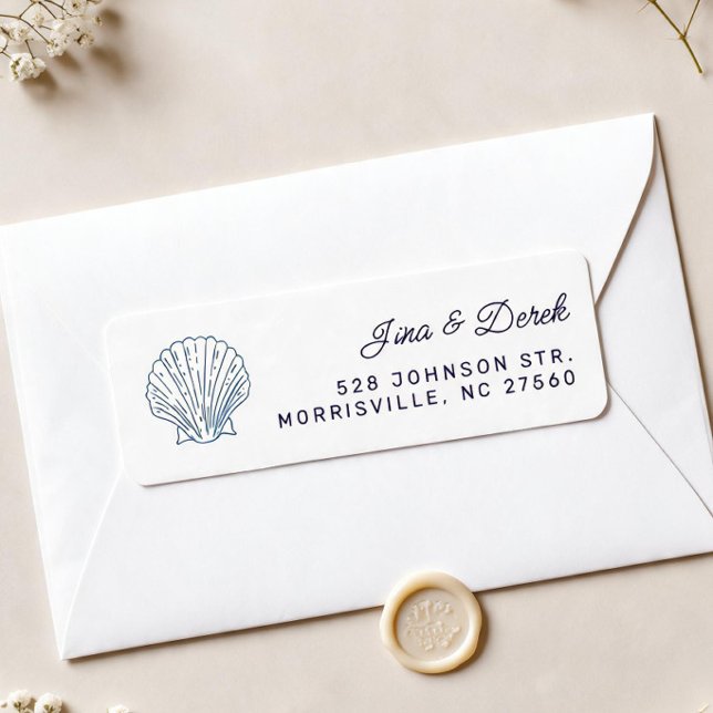 Etiqueta de Endereço de Casamento Azul Branco Conc (Criador carregado)