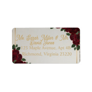 Etiqueta de Endereço de Casamento Burgundy Vermelh