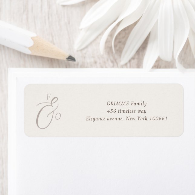 Etiqueta de Endereço de Casamento com Monograma Ma (Insitu)