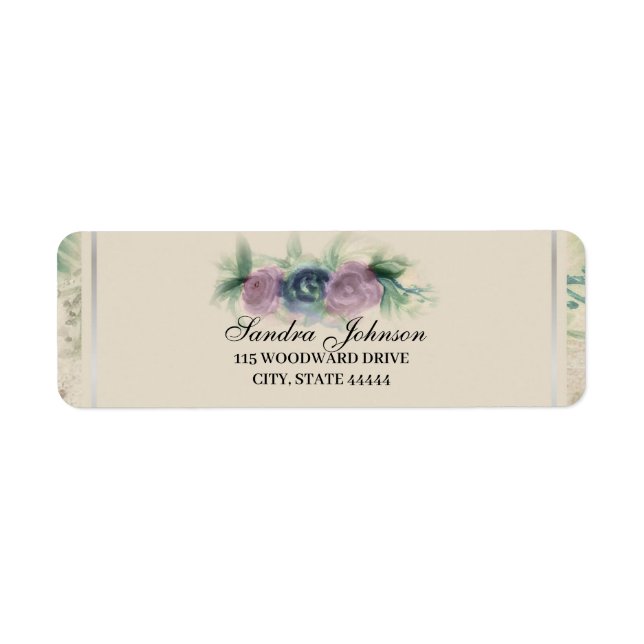 Etiqueta de Endereço de Casamento com Rosa Floral  (Frente)