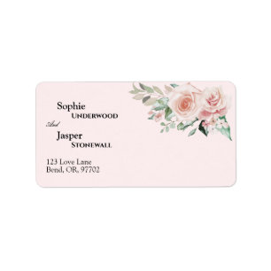 Etiqueta de Endereço de Casamento Cor-de-Rosa Esbr