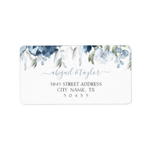 Etiqueta de Endereço de Casamento de Dusty Blue W