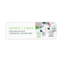 Etiqueta de Endereço de Casamento Floral de Aves V