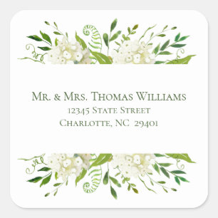 Etiqueta de Endereço de Casamento Floral de Hortên