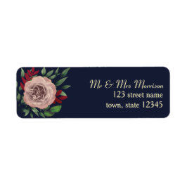 Etiqueta de Endereço de Casamento Floral Naval Bur