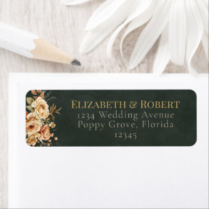 Etiqueta de Endereço de Casamento Floral Verde Bru