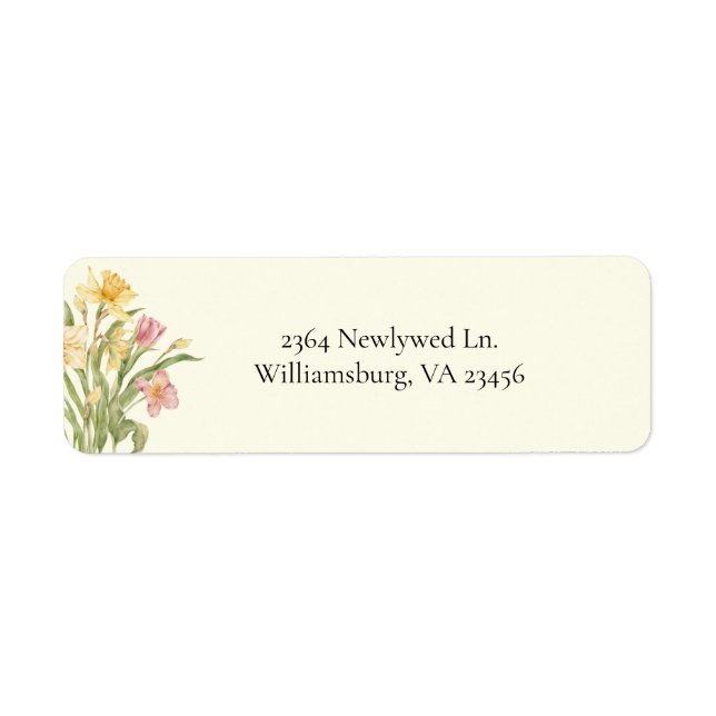 Etiqueta de Endereço de Casamento Narciso Flor de  (Frente)