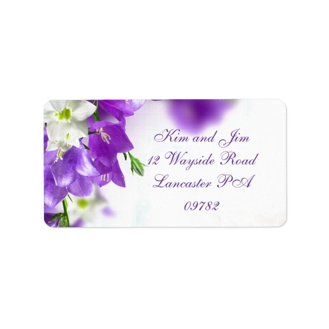 etiqueta de endereço de casamento roxo (Frente)