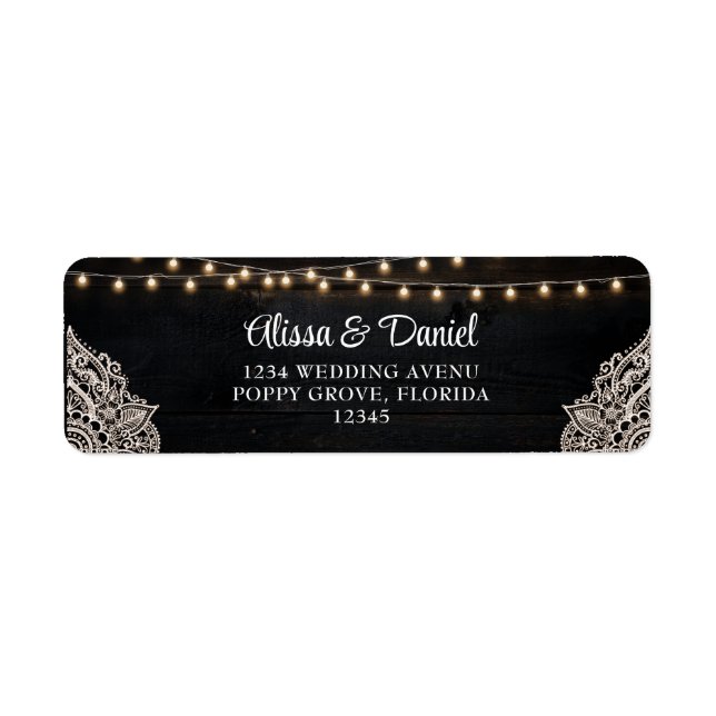 Etiqueta de Endereço de Casamento Rústico Elegante (Frente)
