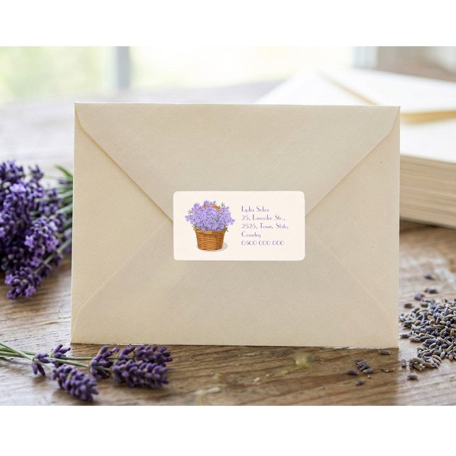 Etiqueta de Endereço de Cesta de Lavanda Personali (Criador carregado)