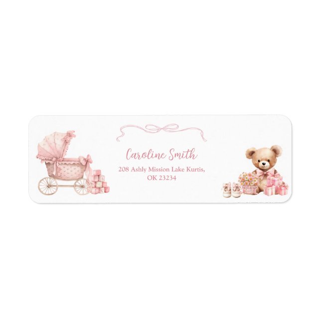 Etiqueta de Endereço de Churrasco de Bebê Pink Coq (Frente)