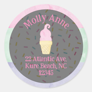 Etiqueta de Endereço de Cones de Sorvete com Purpu