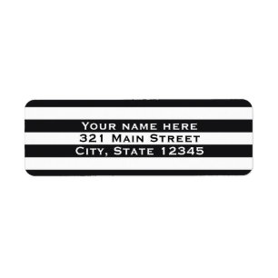Etiqueta de Endereço de Convite Listrada Preto e B