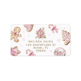 Etiqueta de Endereço de Cookies de Natal Rosa