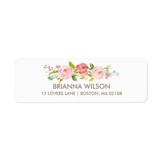 Etiqueta de Endereço de Devolução Branca Floral de (Frente)