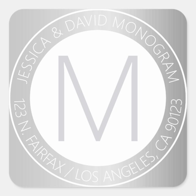 Etiqueta de Endereço de Devolução Branco e Prata F (Frente)