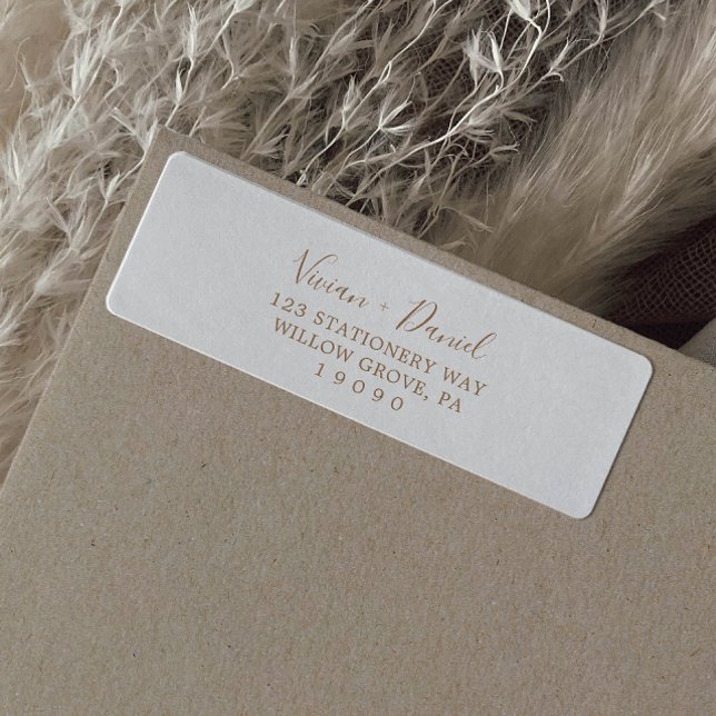 Etiqueta de Endereço de Devolução Castanho Minimal (Criador carregado)