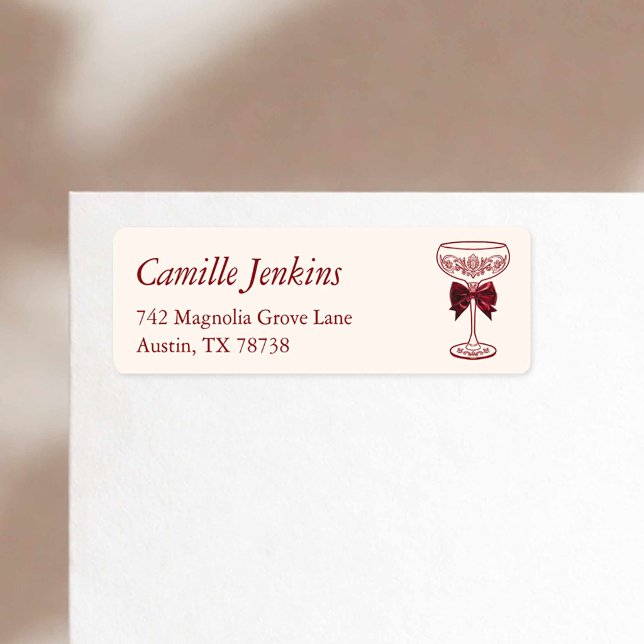 Etiqueta de Endereço de Devolução com Arcos e Bolh (Bows and Bubbly Bridal Shower Return Address Label)